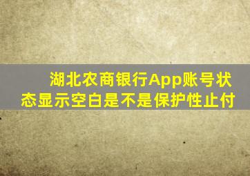湖北农商银行App账号状态显示空白是不是保护性止付
